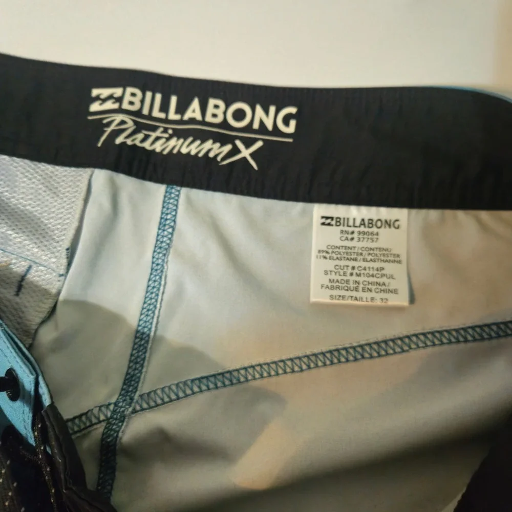 Billabong Board Shorts Mens 32 Orange Blue‎ Platinum X Performance Trunks